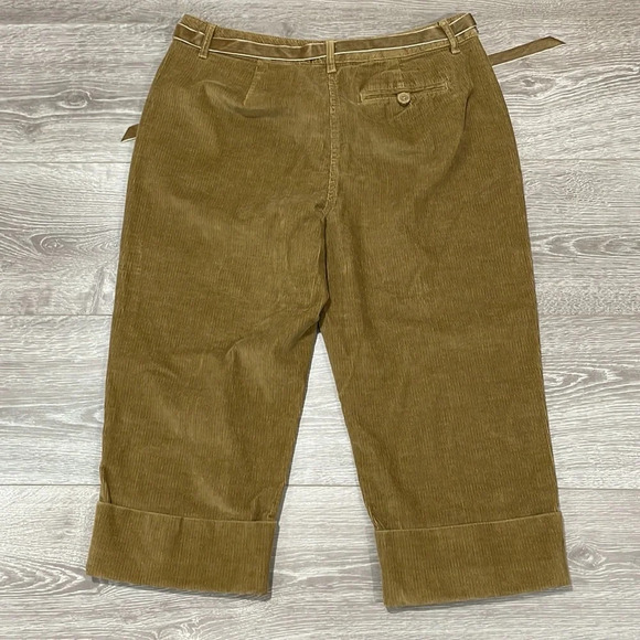 Talbots Petites Stretch Corduroy Cuffed Capri Brown Velvet Ribbon Belt 8 - Picture 15 of 16